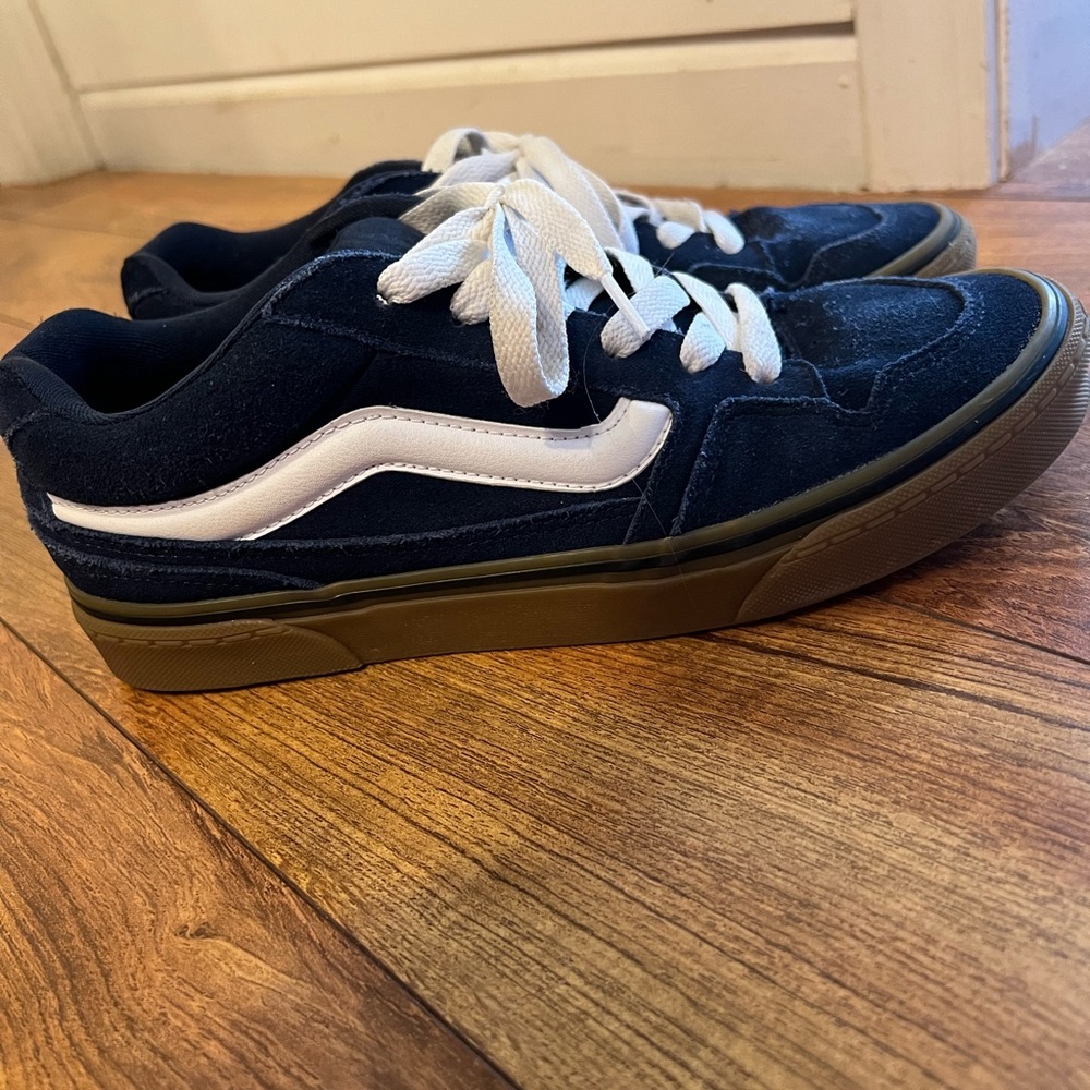 Vans Dark Blue and White Sneakers, Men’s 8